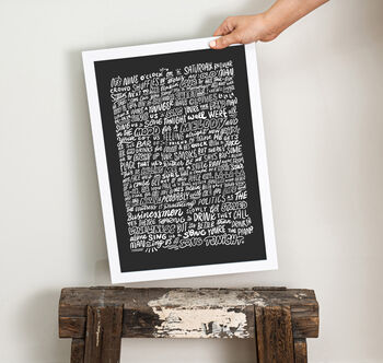 Piano Man Billy Joel, Song Lyrics Wall Art, 6 of 11