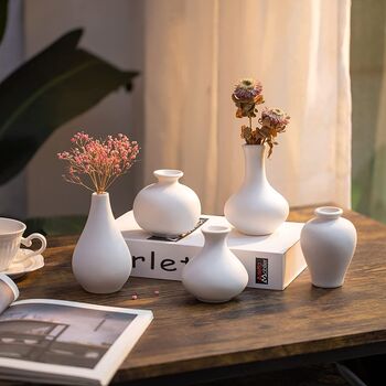 Set Of Five Small Ceramic Vases Decorative Vases, 4 of 10