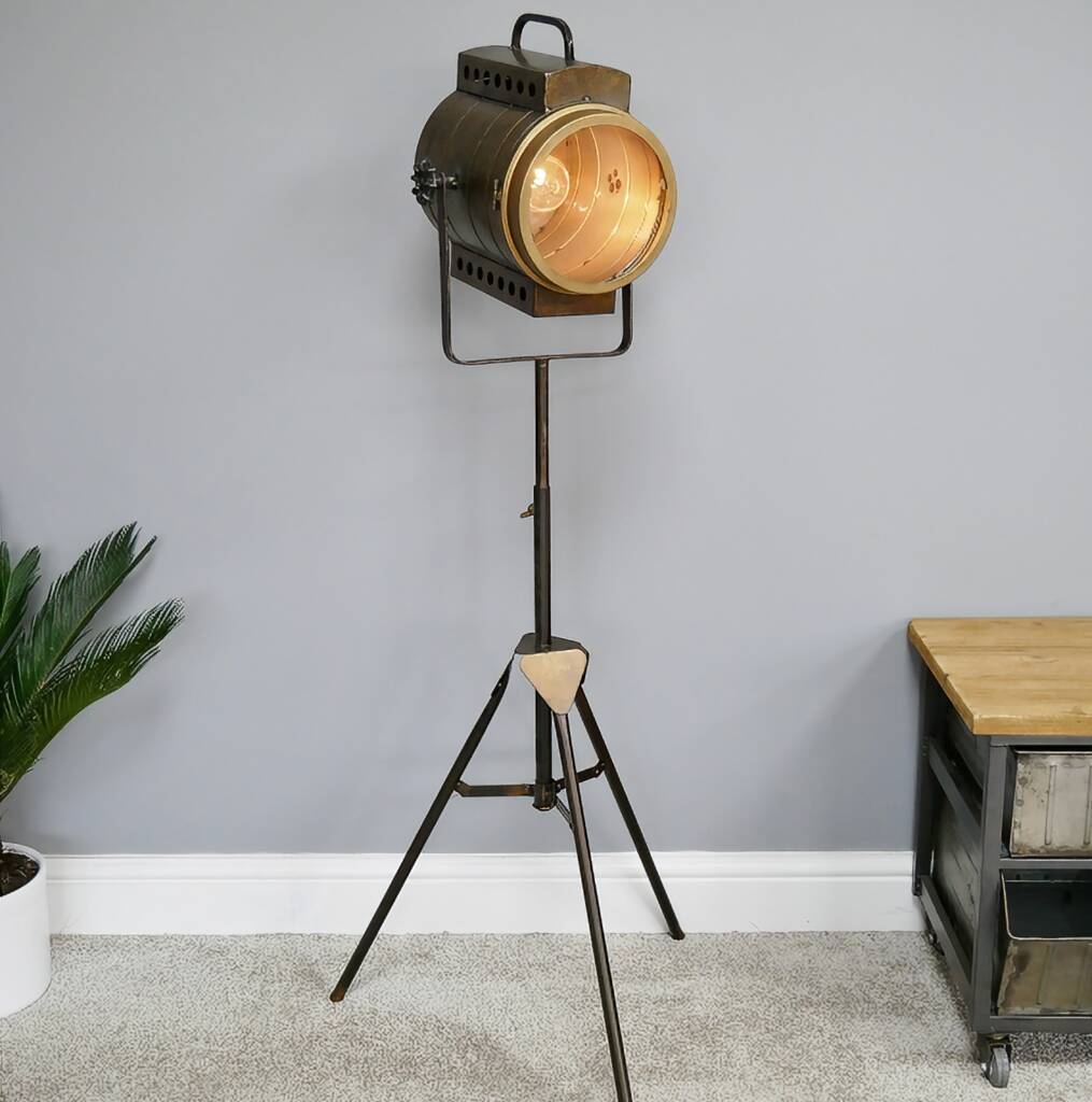 Industrial Floor Standing Tripod Standing Lamp, 1 of 4