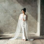 White Wedding Dress Cover Up | Pearl Cape Veil, thumbnail 2 of 12