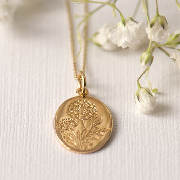 Marigold Sterling Silver And Gold Engraved Pendant, 5 of 12