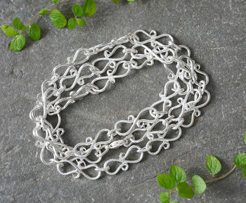 Scroll Link Chain Necklace In Sterling Silver, 2 of 3