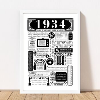 1934 Personalised 90th Birthday Fact Poster, 4 of 9