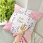Ballerina Name And Date Cushion, thumbnail 1 of 8