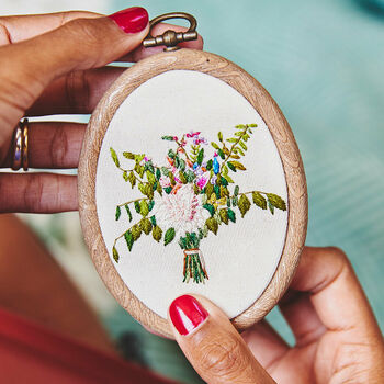 Personalised Hand Embroidered Wedding Bouquet Keepsake Cotton 2nd Anniversary Gift, 2 of 11
