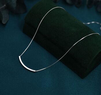 Curved Bar Necklace In Sterling Silver, 5 of 12