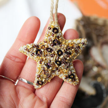 Hand Embroidered Star Christmas Decoration, 10 of 12