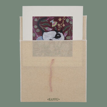 Reusable Eco Friendly Cat Art Card Blank Inside Or Optional Handwritten Message, 9 of 11