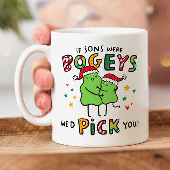 'If Sons Were Bogeys' Personalised Christmas Mug, 2 of 5