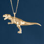 Yellow Gold Plated T Rex Dinosaur Necklace, thumbnail 1 of 11