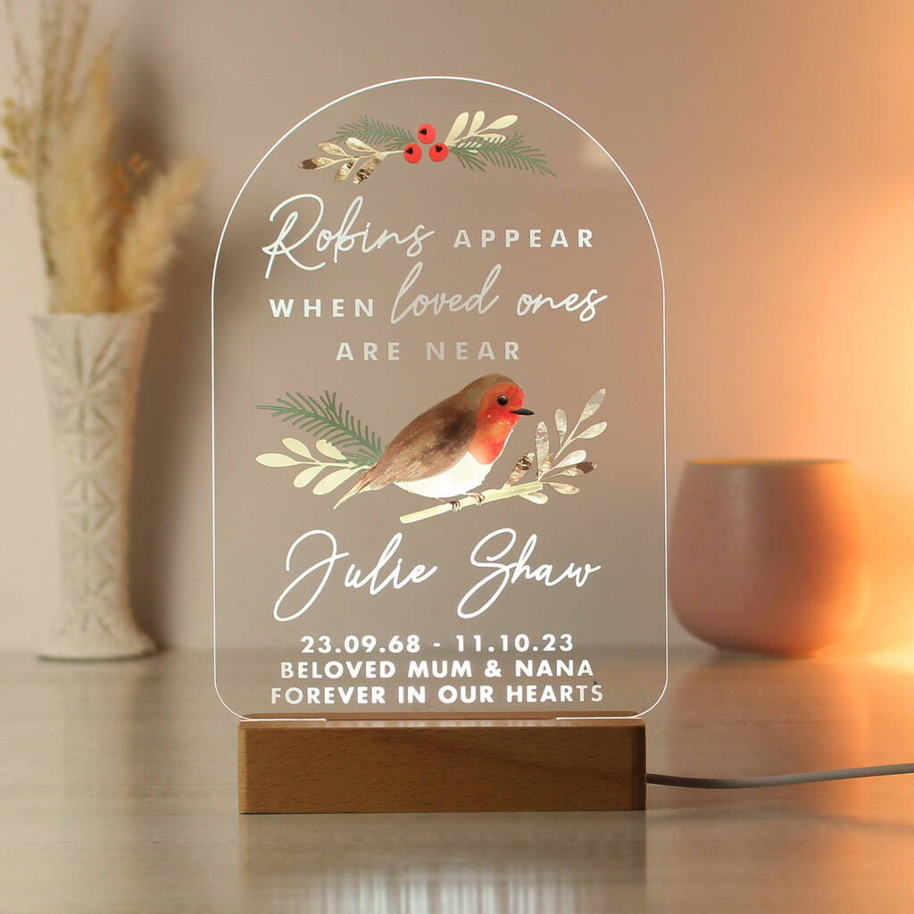 Personalised Robins Memorial LED Light, 1 of 12
