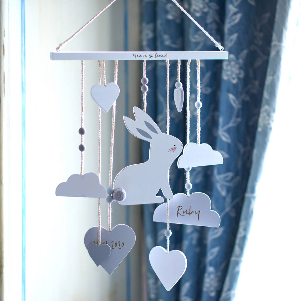 Personalised Wooden Bunny Wall Mobile