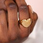 Stainless Steel Chunky Heart Signet Ring In Gold Plating, thumbnail 1 of 4