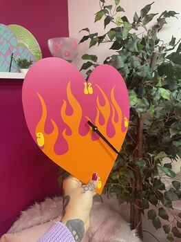 Flames Heart Shape Decorative Clock, 10 of 12