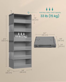 Six Tier Hanging Wardrobe Organiser Shelf, 2 of 7