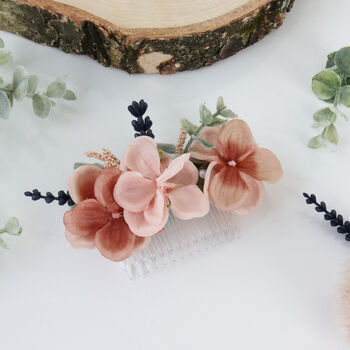 Blush Pink And Peach Bridal Flower Hair Comb, 8 of 10