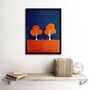 Matisse Style Trees Forest Orange Blue Art Print, thumbnail 2 of 3