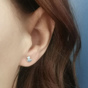 Silver Duck Stud Earrings, 5 of 6