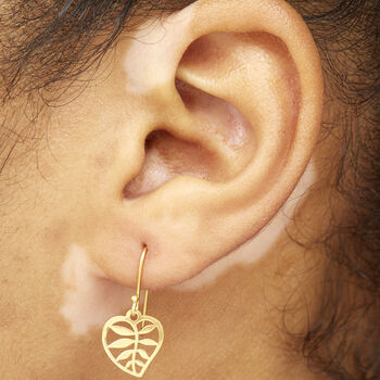 Gold Plated Laser Cut Leaf Earrings, 2 of 5