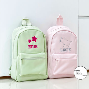Green Personalised Name/Initials Unisex Mini Backpack, 6 of 7
