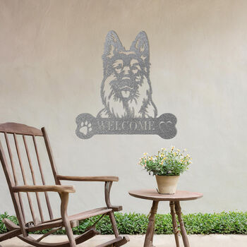 Custom German Shepherd Welcome Metal Wall Art Sign For Home And Garden Decor, 10 of 11