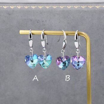 Alexandrite Cz Heart Drop Dangle Earrings In Sterling Silver, 5 of 12