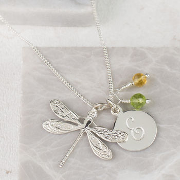 Dragonfly Necklace Personalised With Birthstones, 7 of 10