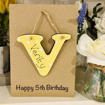 Personalised 5th Birthday Letter Wooden Keepsake Card, 4 of 4