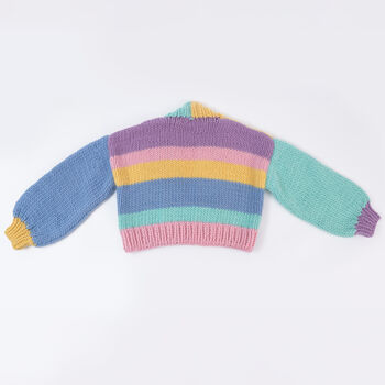 Rainbow Chunky Cardigan Easy Knitting Kit, 8 of 11