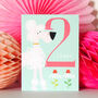 Mini Pink Poodle 2nd Birthday Card, thumbnail 3 of 4