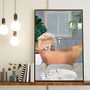 Lion In Copper Bath With House Plants Wall Art Print, thumbnail 1 of 5