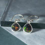Silver Black Opal October Birthstone Drop Earrings, thumbnail 1 of 10