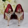 Burgundy Bridal Shoes And Matching Bag, thumbnail 5 of 8