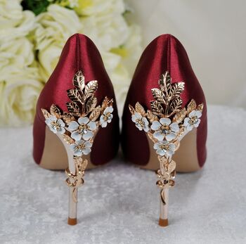 Burgundy Bridal Shoes And Matching Bag, 5 of 8