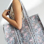 Grey And Pink Seedhead And Flower Cotton Quilted Tote Bag, thumbnail 4 of 4