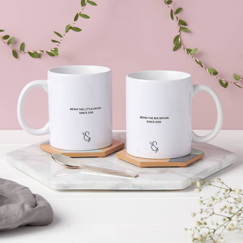 personalised couples mug set by owl & otter