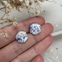 Blue Floral Ceramic Hexagon Earrings Vintage Blue, thumbnail 5 of 11