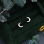 Cz Crescent Moon Stud Earrings In Sterling Silver, thumbnail 3 of 11