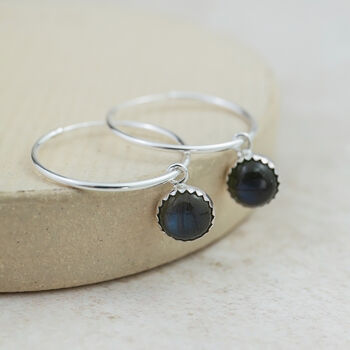 Sterling Silver Large Gemstone Hoop Earrings, 7 of 12