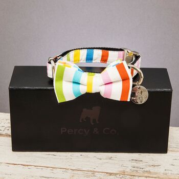 Thurlestone Rainbow Striped Bow Tie And Collar, 4 of 6