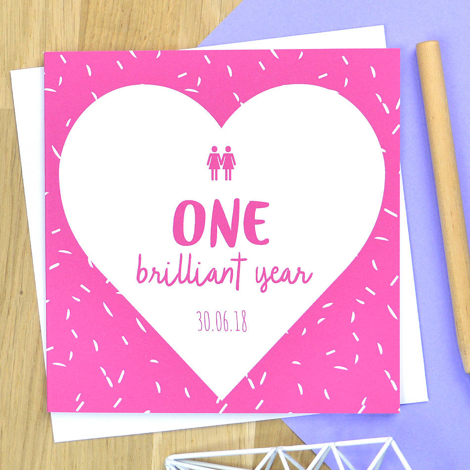 Same Sex First Year Anniversary Card By Pink And Turquoise