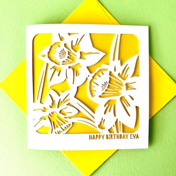 Personalised March Daffodil Birth Flower Card, 3 of 4