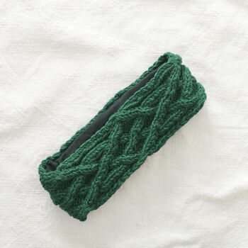 Fair Trade Cable Knit Wool Lined Earwarmer Headband, 5 of 12