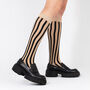 Women's Knee High Glitter Socks Black Gold Stripe, thumbnail 1 of 2