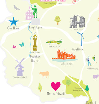 Personalised Norfolk Map: Add Favourite Places, 3 of 4