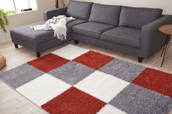 The Rugs Geometric Shaggy Rug Terra Checkered Rug, 11 of 12