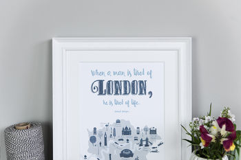 'When A Man Is Tired Of London' Quote Print, 3 of 4