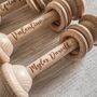 Earthly Rainbow Personalised Wooden Rattle, thumbnail 3 of 9