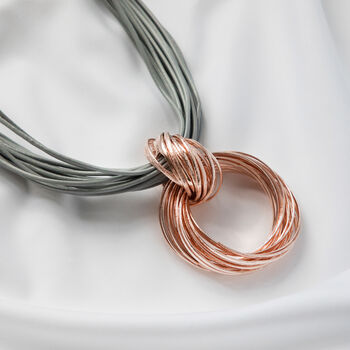 Grey Leather Rope And Rose Gold Colour Pendant Necklace, 3 of 3