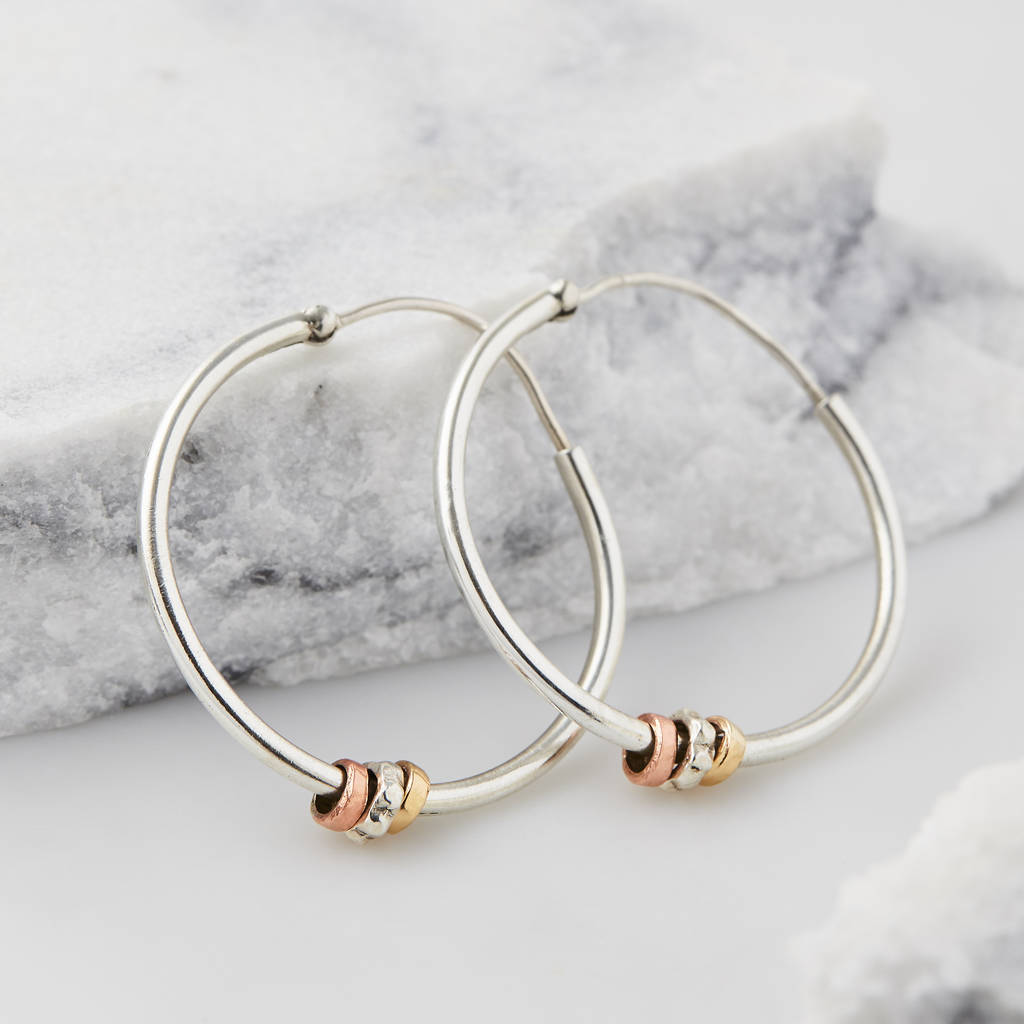 Maharani Spin And Wish Silver Hoop Earrings, 1 of 7